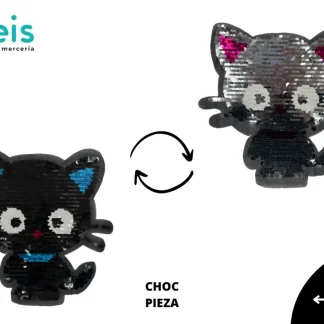 PARCHES LENTEJUELA REVESRIBLE CHOCO CAT CHOC 20cmX23cm NEGRO