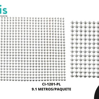 STRASS PLAST MEDIA BOLA 4mm/24L REF: MB01 PLATA 9.1 m/pqt