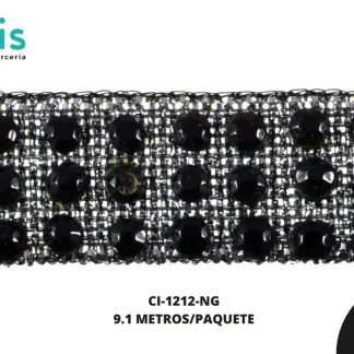 STRASS ADHESIVO 3 LINEAS 1055 NEGRO 9.1M