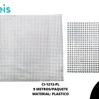 STRASS PLAST BL REF:18X366 PLATA 9m/pqt