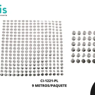 STRASS PLAST 18L REF:510 6mm PLATA 9m/pqt