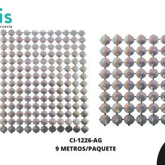 STRASS PLAST 14 L NEGRO 518(8MM) PLATA OLEOG 9M