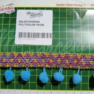 GALON POMPOM MULTICOLOR 13.5 MTS