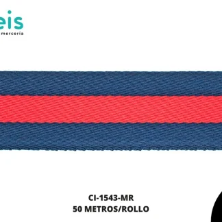 CINTA REATA COMBINADA 2.5CM 50M MARINO/ROJO