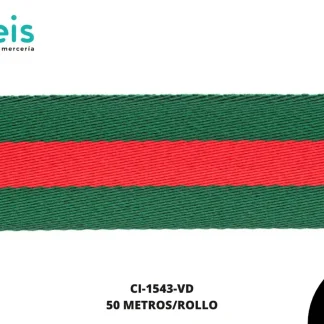 CINTA REATA COMBINADA 2.5CM 50M VERDE/ROJO