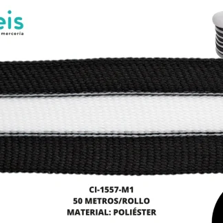 CINTA PARA SUDADERA 40MM NG/BCO 50MT/ROLLO