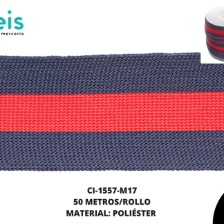 CINTA 40MM MARINO/ROJO 50MY/ROLLO