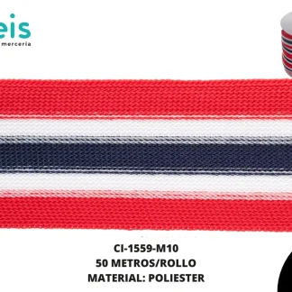 CINTA SUDADERA 40MM 50M ROJO/BLANCO/MARINO