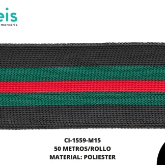 CINTA SUDADERA 40MM 50M NEGRO/VERDE/ROJO