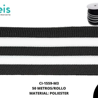 CINTA SUDADERA 40MM 50M MARINO/BLANCO/CELESTE