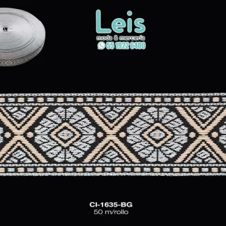 GALON LUREX PLATA 2.5 CM REF: GAR-100 BEIGE 50 METROS/ROLLO