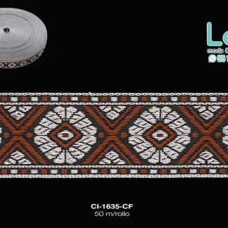 GALON LUREX PLATA 2.5 CM REF: GAR-100 CAFÉ 50 METROS/ROLLO