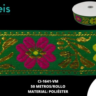 GALON LUREX DORADO 4.0 CM REF: GAF-200 VERDE MILITAR 50 METROS/ROLLO
