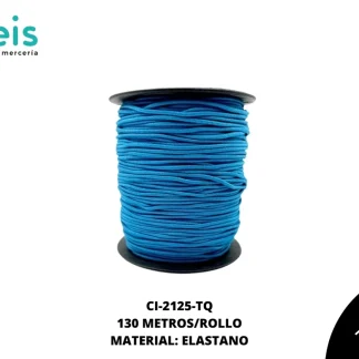 CINTA COLA RATA ELASTICA1.5 MM TURQUESA 130 METROS
