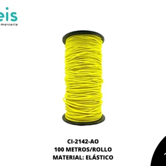 CINTA COLA RATA ELASTICAREF:2.5 AMARILLO 100 METROS