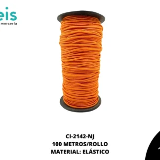 CINTA COLA RATA ELASTICAREF:2.5 NARANJA 100 METROS