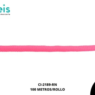 CORDON TEJIDO C/ALMA REF:7mm ROSA NEON 100/M ROLLO
