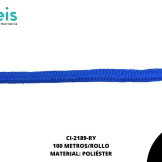 CORDON TEJIDO C/ALMA REF:7mm AZUL REY 100/M ROLLO