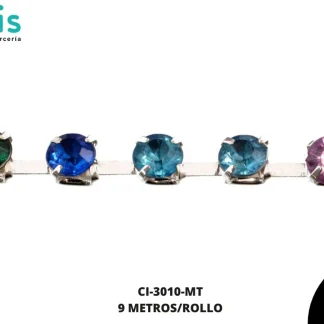 STRASS METALICO LATON PL 1L REF: 28SS 6mm MULTICOLOR 9 m/rollo