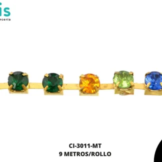 STRASS METALICO LATON DO 1L REF: 28SS 6mm MULTICOLOR 9 m/rollo