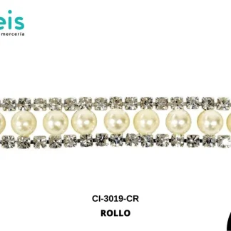 STRASS MET LATON PERLA PL 24mm REF:A859 CRISTAL