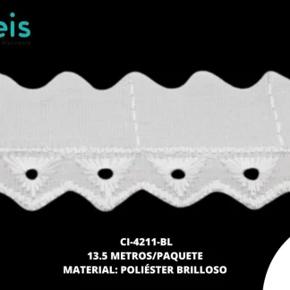 GUIPIUR POLIESTER BRILLOSO PLANO CI-4211-BL 2.5cm 13.5 MTS/PQT BLANCO