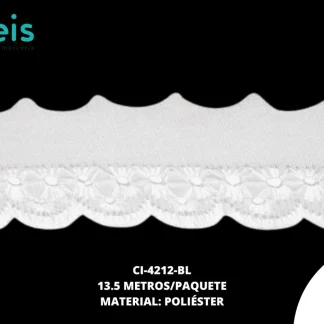 GUIPIUR POLIESTER BRILLOSO PLANO CI-4212-BL 2.5cm 13.5 MTS/PQT BLANCO