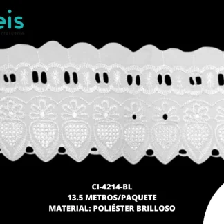 GUIPIUR POLIESTER BRILLOSO PLANO CI-4214-BL 12cm 13.5 MTS/PQT BLANCO