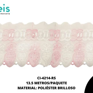 GUIPIUR POLIESTER BRILLOSO PLANO CI-4214-RS 12cm 13.5 MTS/PQT ROSA