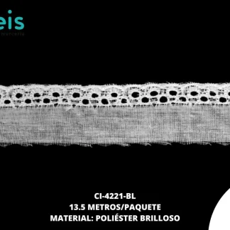GUIPIUR POLIESTER BRILLOSO PLANO CI-4221-BL 2.7cm 13.5 MTS/PQT BLANCO