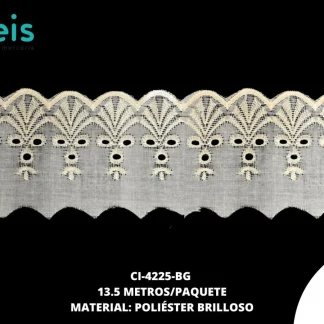 GUIPIUR POLIESTER BRILLOSO PLANO CI-4225-BG 7cm 13.5 MTS/PQT BEIGE