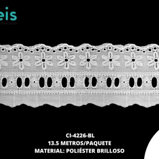 GUIPIUR POLIESTER BRILLOSO PLANO CI-4226-BL 6cm 13.5 MTS/PQT BLANCO