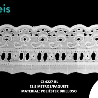 GUIPIUR POLIESTER BRILLOSO PLANO CI-4227-BL 7cm 13.5 MTS/PQT BLANCO