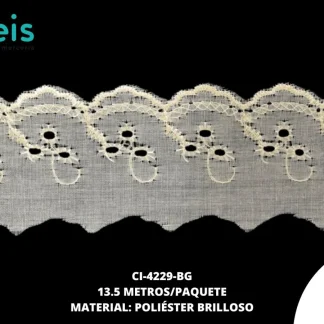 GUIPIUR POLIESTER BRILLOSO PLANO CI-4229-BG 5cm 13.5 MTS/PQT BEIGE