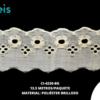 GUIPIUR POLIESTER BRILLOSO PLANO CI-4230-BG 5cm 13.5 MTS/PQT BEIGE