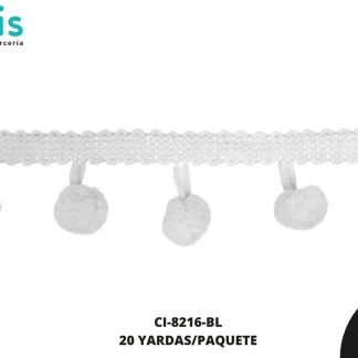 MILLARE POMPOM 23MM REF: 1cm BLANCO 18 METROS PAQUETE