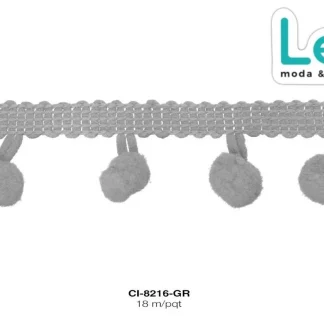 MILLARE POMPOM 23MM REF: 1cm GRIS 18 METROS/PAQUETE