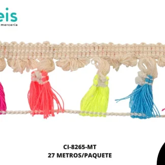 GUIPIUR BORDADO FLECOS CI-8265-MT MULTICOLOR 4.5 CM 27 METROS/PAQUETE