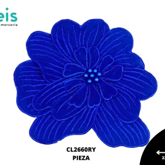 APLICACIÓN POLIESTER BRILLLOSO DECORADO FLOR CL2660RY 22cmX20.5cm REY