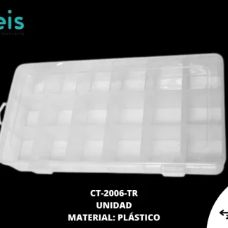 ACCESORIOS DE EXHIBICION CAJA ORGANIZADOR CT-2006-TR 29.7cmX16.3cm 18 SECCIONES TRANSPARENTE