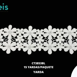 GUIPIUR SEDA DE LECHE DECORADO CT3853BL BLANCO 11.3 CM 15 YARDAS/PAQUETE