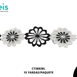 GUIPIUR SEDA DE LECHE DECORADO CT3883BL BLANCO 5 CM 15 YARDAS/PAQUETE