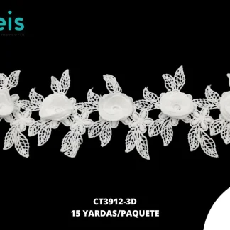 GUIPIUR SEDA DE LECHE 3D CT3912-3D BLANCO 8 CM 15 YARDAS/PAQUETE