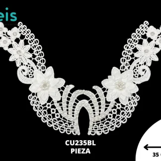 CUELLO 3D CUE235 PERLA Y PIEDRA BLANCO