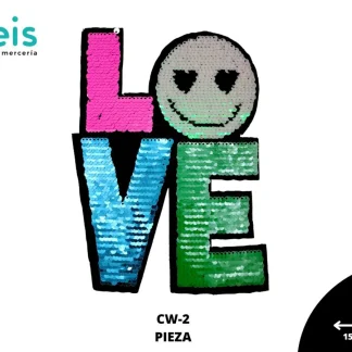 PARCHES LENTEJUELA LOVE CARA ENAMORADA CW-2 15.2cmX21.3cm MULTICOLOR
