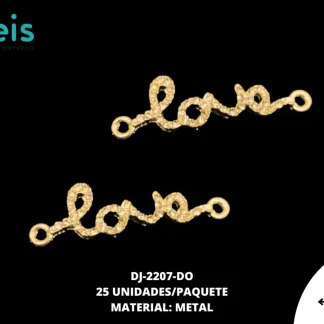 SEPARADOR METALICO PIEDRA LOVE 40mm REF: #21 DORADO 25 u/pqt