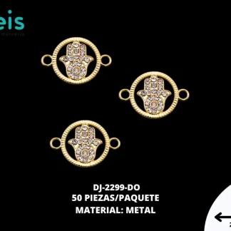 DIJE METALICO PDRA MANO DE FATIMA 28mm REF: T-1 DORADO 50 u/pqt