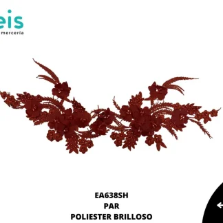 APLICACIONES EN PAR COLOR POLIESTER BRILLLOSO FLORAL EA638SH 14cmX10cm SHEDRON