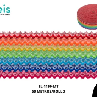 ELASTICO OLAS REF:6CM 1160 MULTICOLOR 50 METROS/ROLLO