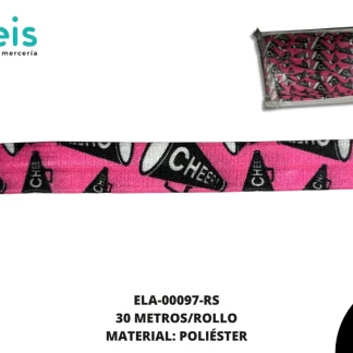 ELASTICO PULSERA ESTAMPADO 1.5 ROSA 30 METROS